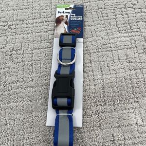 New Petking Reflective Dog Collar Blue Adjustable Neck Large